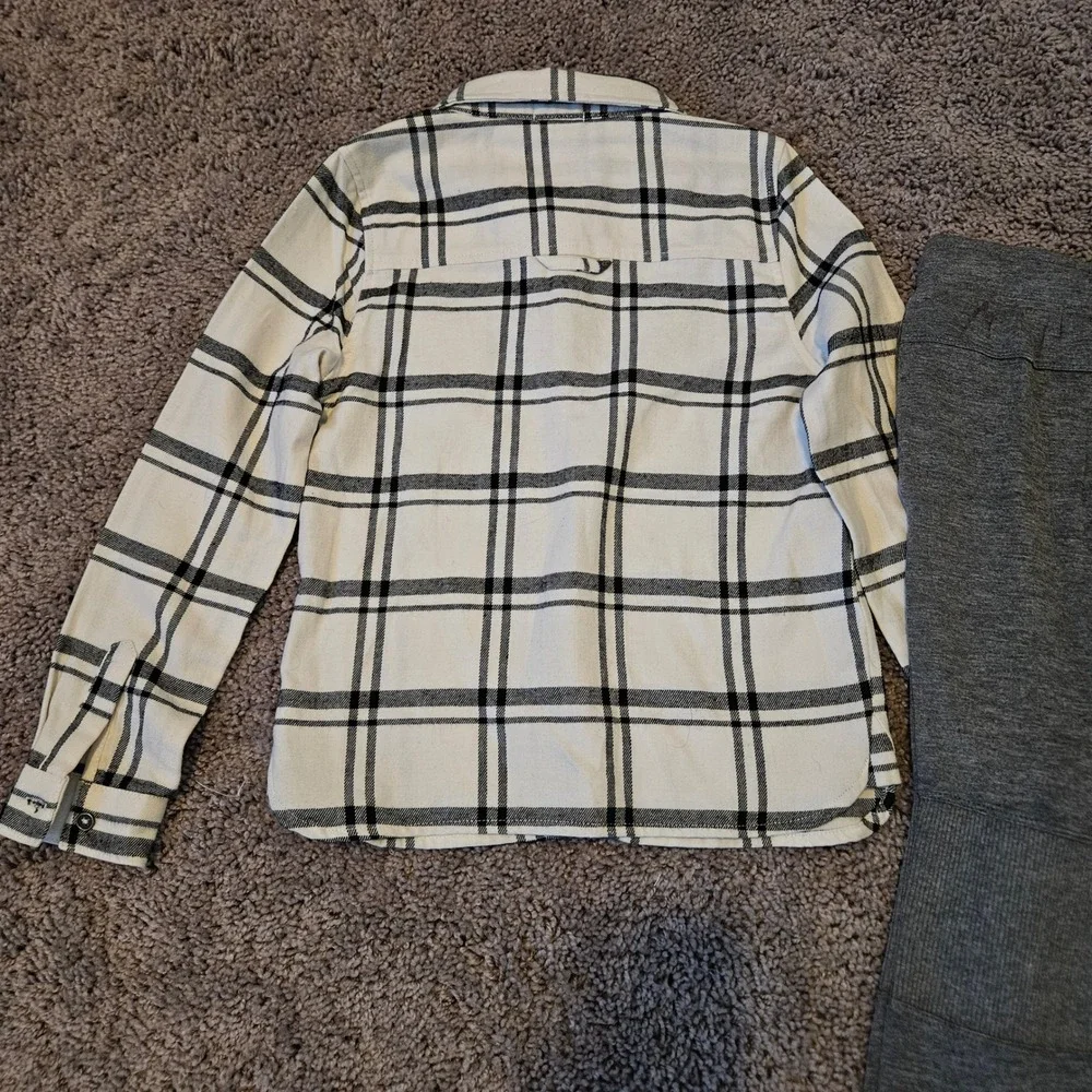 Splendid 2-Piece Flannel Jogger‎ Set Kids Size 6 Charcoal Cream NEW Plaid Shirt
